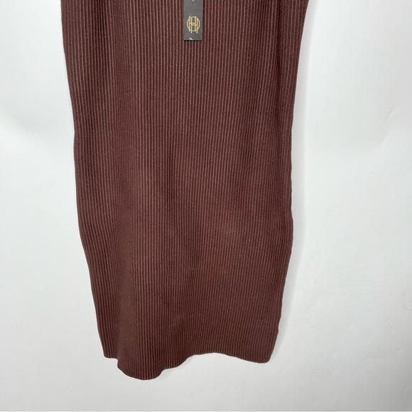 NWT House of Harlow 1960 Brown Ribbed Midi Bodycon Tank Top Dress Size Small - Picture 5 of 12